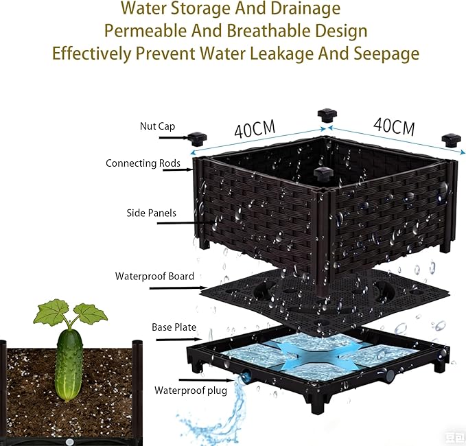 3-Pack Elevated Raised Garden Beds Outdoor with Wheels Sturdy Plastic Planter Boxes with Drainage for Patio Balcony Lawn &amp Backyard Gardening