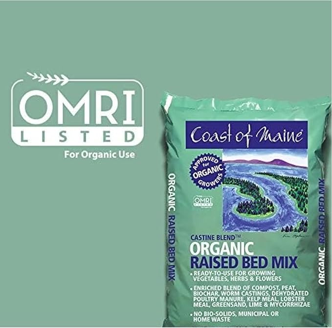 Coast of Maine Organic &amp Natural Castine Blend Soil - Nutrient-Rich Garden Soil w/Mycorrhizae Biochar - Enhanced Drainage &amp Aeration - for Raised Bed Gardening &amp Container Gardening (2 cu