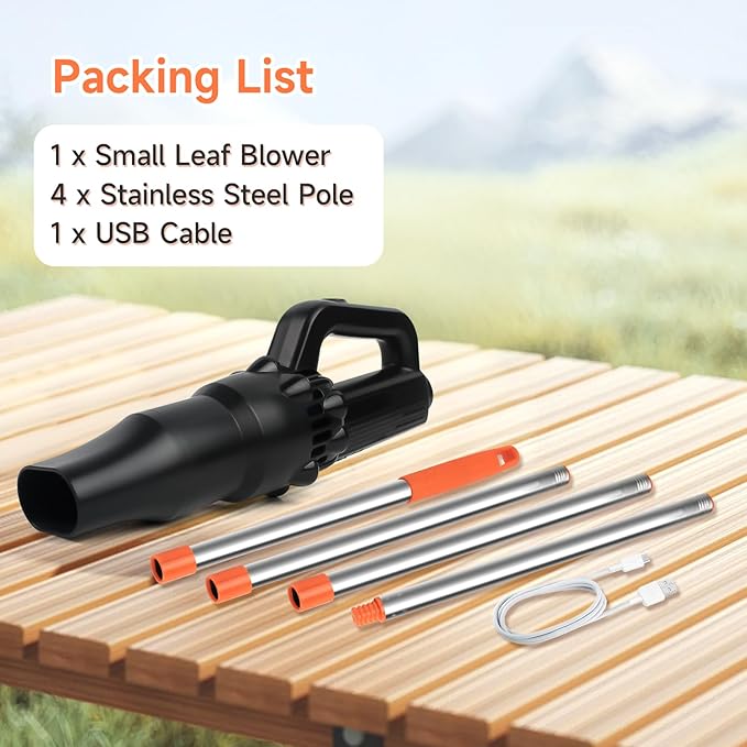 Cordless Leaf Blower with Long Handle - 60 Lightweight Electric Air Broom Blower with 2 Speed Modes for Blowing Leaves Dust and Debris Mini Leaf Blowers for Small Lawn Yard Patio and Corner