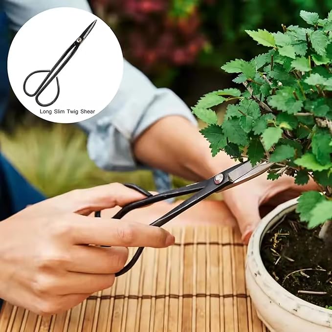 Bonsai Tool Kit High Carbon Steel Bonsai Tools Set Include Pruning Shears Scissors Trowel Rake PU Leather Bag and More Portable Garden Tool Set
