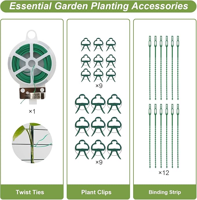 Amoskey Cucumber Trellis Garden Trellis for Climbing Plants Outdoor Foldable A-Frame Trellis Cucumber Trellis for Raised Bed for Cucumbers Peas or Tomatoes (Green Bold Large Grid 46''H*36'W)