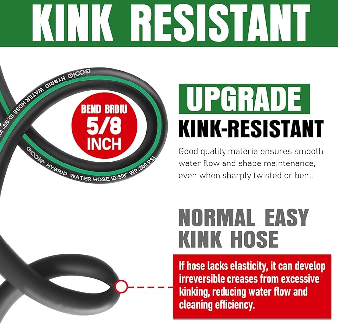 Heavy Duty Garden Hose 25ft NON-EXPANDABLE Flexible Water Hose Kink Resistant Lightweight Hybrid Hose Leakproof Hose Male to Female Fittings
