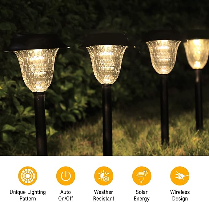 Solar Outdoor Pathway Lights LED Landscape Garden Lights Waterproof Auto On/Off Solar Lights Outdoor Decorative for Walkway Patio Yard Garden 8 Pack