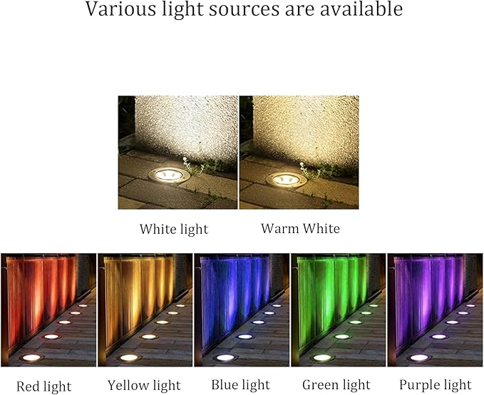 LED Garden Underground Light - Waterproof Round Landscape Lamp for Outdoor Walkway Driveway Deck and Patio (9W Yellow 15W Red)