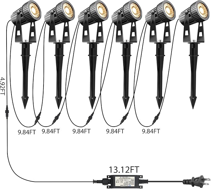 LED Landscape Lights Low Voltage COB Landscape Lighting 24V 20W Warm White 2100LM Garden Spotlights Outdoor for Yard Lawn Wall Fence(6 Pack)