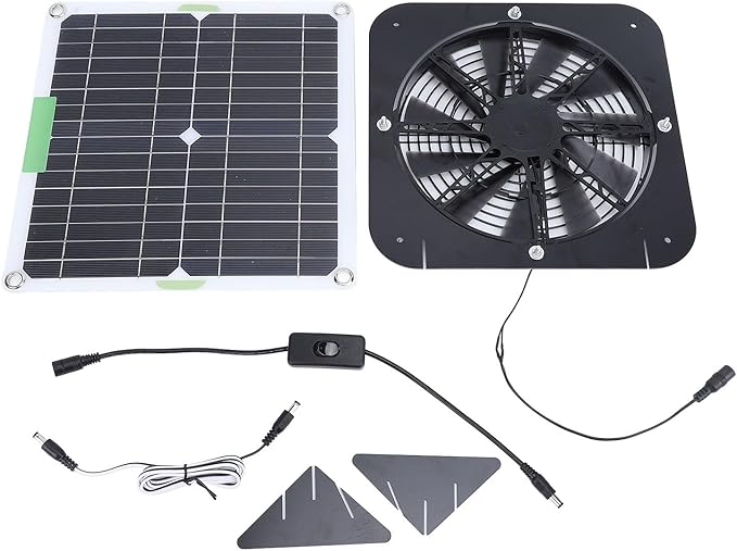 Pomya 100W Solar Fan Kits for Ventilation 13.5 Inch Solar Powered Exhaust Fan with Monocrystalline Silicon Solar Panels for Greenhouse Camping