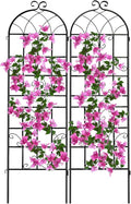 YOBAZAN 2 Pack 71x20in Garden Trellis Black Metal Coating Rustproof Easy to Install + Perfect for Supporting Climbing Plants Outdoor Roses Vines Flowers and Vegetables