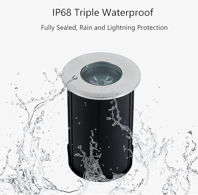 LED Underground Light Stainless Steel Outdoor Spotlight 110V1W Outdoor IP68 Waterproof for Courtyard Lawn Garden