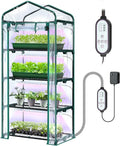 Indoor Greenhouse with Grow Light Ohuhu 4-Tier Mini Green House for Winter - Full Spectrum Greenhouses for Seed Starting Small Portable Green Houses Waterproof PVC Cover &amp Adjustable Shelves