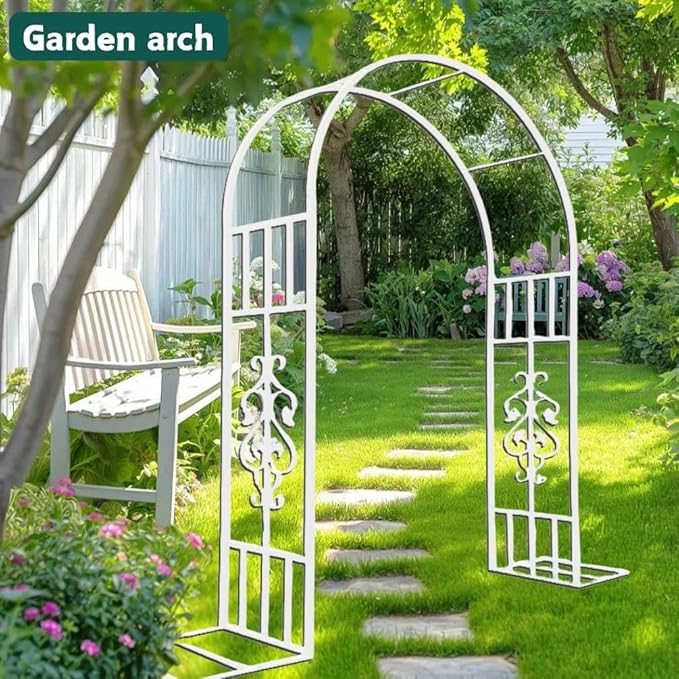 Garden Trellis Arch Archs Trellis For Climbing Plants Outdoor Metal Arbor Archway Arch To Use In The Entrance To Courtyard W:4.6ft 5.9ft 7.2ft 8.5ft 9.8ft 11.2ft 12.5ft H:7.6ft(White2.2x2.30m/7.2x7