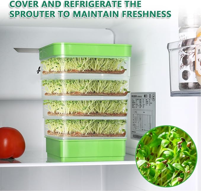 Stackable Sprouter Kit 4 Tier Sprouting Kit Microgreens Growing Tray for Small Kitchens Balconies Or Limited Home Growing Spaces (Without Sunshade)