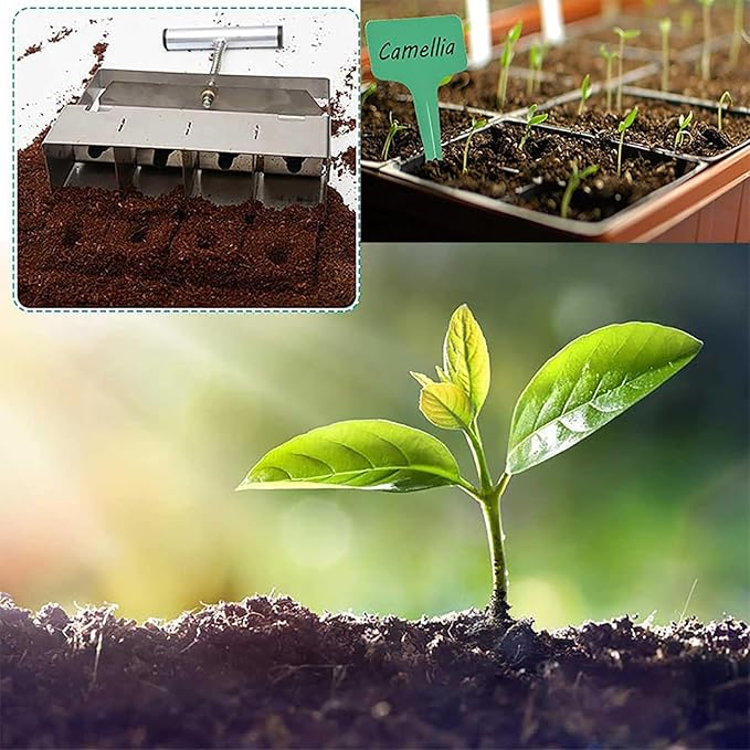 Dxcaicc Soil Blocker Stainless Steel Auxiliary Planter with 3 Accessories to Quickly Make A Set of 4 * 5Cm Soil Blocks