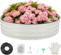 4x4x1ft Galvanized Raised Garden Bed Kit Oval Steel Planter Box with Open Bottom for Better Drainage &amp Root Growth Rust-Resistant Outdoor Flower &amp Vegetable Garden Bed Easy Assembly (White)