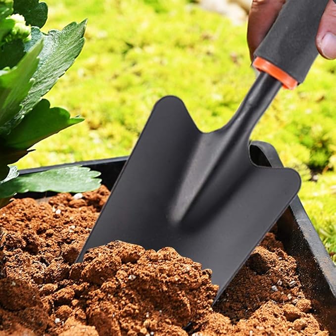 4Pcs Thickened Garden Shovel Rake Tool Set Heavy Duty Gardening Accessories Iron and Plastic Garden Tools with Comfortable Handle for Flower Planting Weeding and Loosening Soil