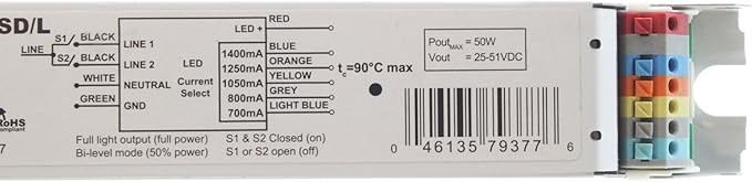 Osram OT50W/CS1400C/UNV/SD/L Constant Current Step-Dimmable LED Driver 21-50VDC
