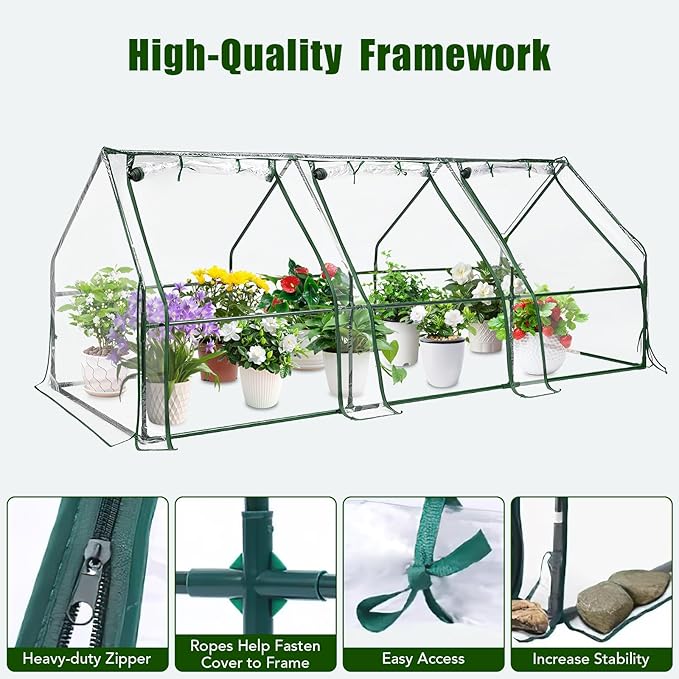 Mini Greenhouse for OutdoorPortable Greenhouse Outdoor Garden w/ Roll-up Zipper DoorWaterproof &amp UV Protected Green House for Outside Garden Patio Backyard96x36x36