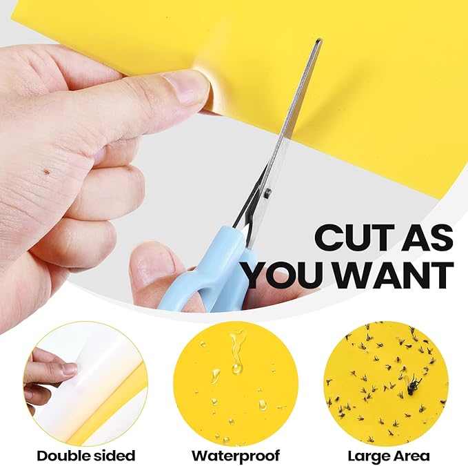 Qualirey 150 Pcs 6 x 8 Inch Sticky Traps for Gnats Dual Sided Fruit Fly Sticky Traps for Indoor and Outdoor Plant with Twist Ties and Plastic Holders for Flying Plant Insect Fungus Gnats (Yellow)