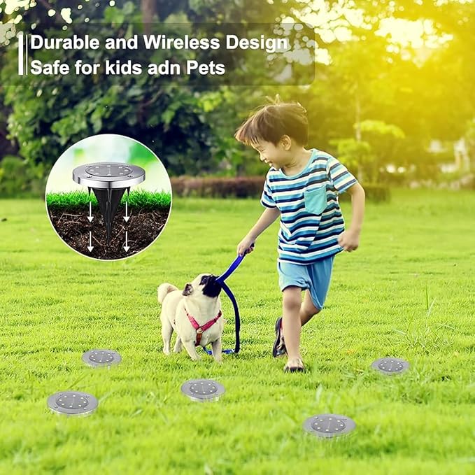 Solar Ground Lights Outdoor In-ground Pathway Light 8/16 PCS LED Solar Disk LampWaterproof Garden Landscape Lighting for LawnYardDeckPatioWalkway(Warm Light16PCS)