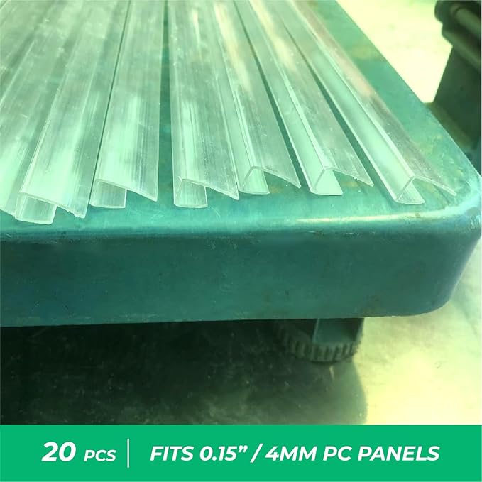 Polycarbonate Greenhouse Panels (U Connectors) - 20 Pieces 2ft Length Prevent Dust Rain &amp Moisture from Getting into Twin-Wall Panels Fits 4mm (0.15 in) Panels (U Connectors 4mm-2ft)