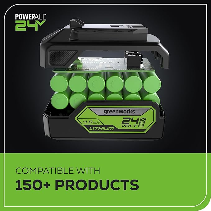 Greenworks 48V (24V x 2) Cordless Brushless Leaf Blower/Vacuum (520 CFM / 240 MPH) with Bag Powerful &amp Efficient for Yard Debris Cleanup Includes (2) 4.0Ah Battery &amp Dual Port Charger