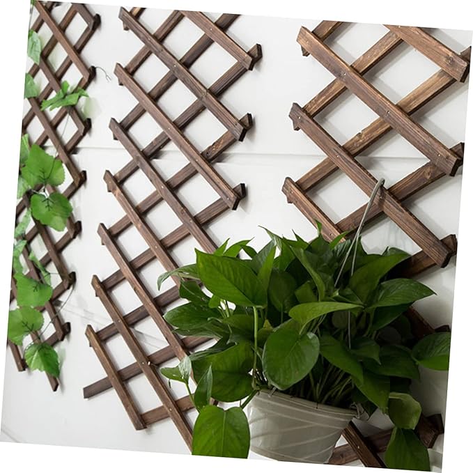 BESPORTBLE Outdoor Garden Trellis Carbonized Wood Plant Climb Support Expandable Fence Plant Cage Wall