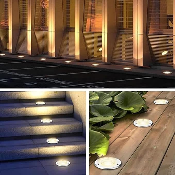 4PCS 3W Ground LED Landscape Lights - 12V Low Outdoor Buried Lights IP67 Waterproof COB Recessed LED Spot Lamp for Patios Lawns Driveways DeckWhite-3W