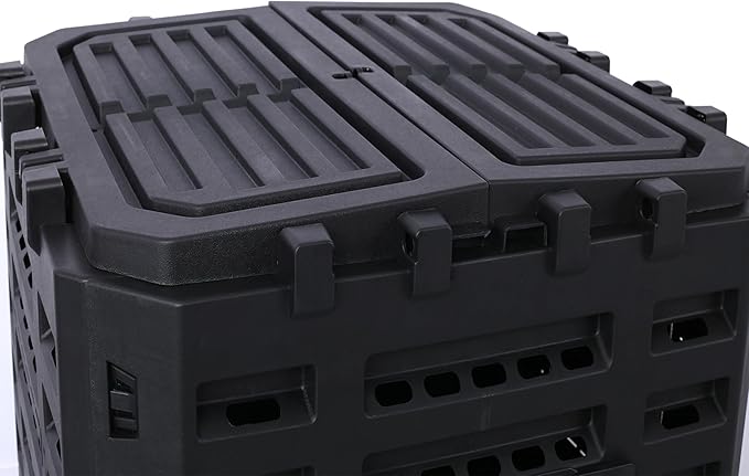 132 Gallon Compost Bin Outdoor Made from Recycled Plastic Large Garden Composter 500L Easy Assembly Reduce Waste Aerating Compost Barrel for Kitchen Yard Waste Black