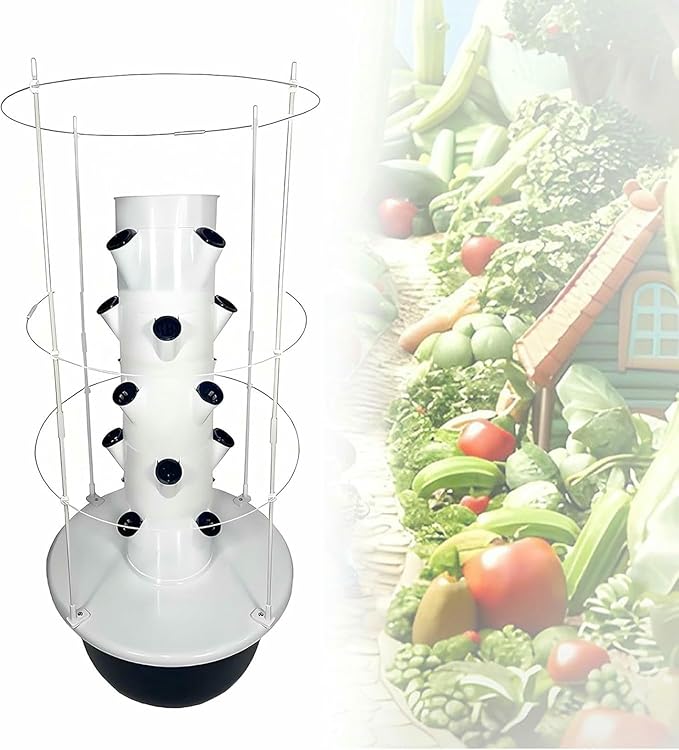 Growing System Kit Hydroponic Garden Tower with Pump System and Plant Climbing Frame Indoor Vertical Hydroponic Garden Tower for Gardening Lover-*