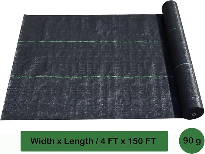 Landscape Weed Barrier Fabric Woven - 4 x 150 FT Heavy Duty Weed Block Planting Cover Fabric Garden Bed Ground Cover for Gardening Agriculture