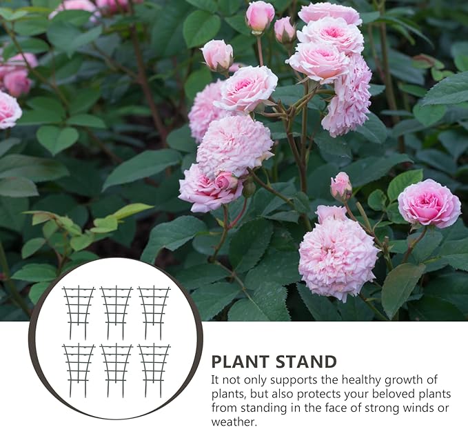 DOITOOL 12PCS Small Plant Trellis Stackable Garden Trellis for Climbing Plants Plastic Superimposed Potted Plant Support Flower Supports (5.9 x 9.8 inch)