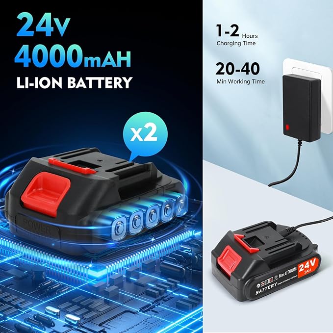 Leaf Blower Cordless 2 x 24V 2.0Ah Battery and Charger 150CFM 130MPH Electric Cordless Leaf Blower with Brushless Motor Handle Electric Blower Cleaner