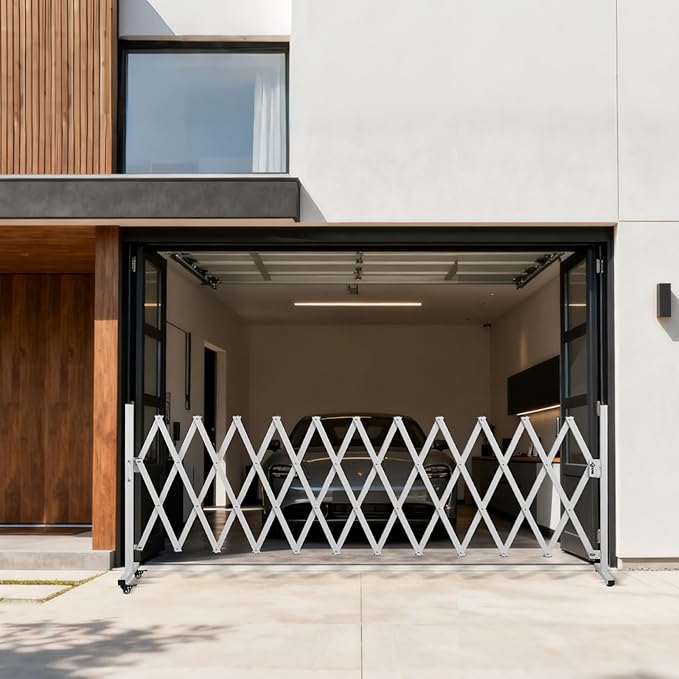Aluminum Expandable Garden Fence Portable Barricade Gate with Casters Expansion Size 201×15.2×40.6 inches Adjustable Flexible Fence Mobile Barricade Safety Barrier