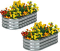 zizin 2 Pack Galvanized Raised Garden Bed Metal Oval Raised Garden Beds Outdoor Planter Box for Vegetables (4x2x1FT Silver)