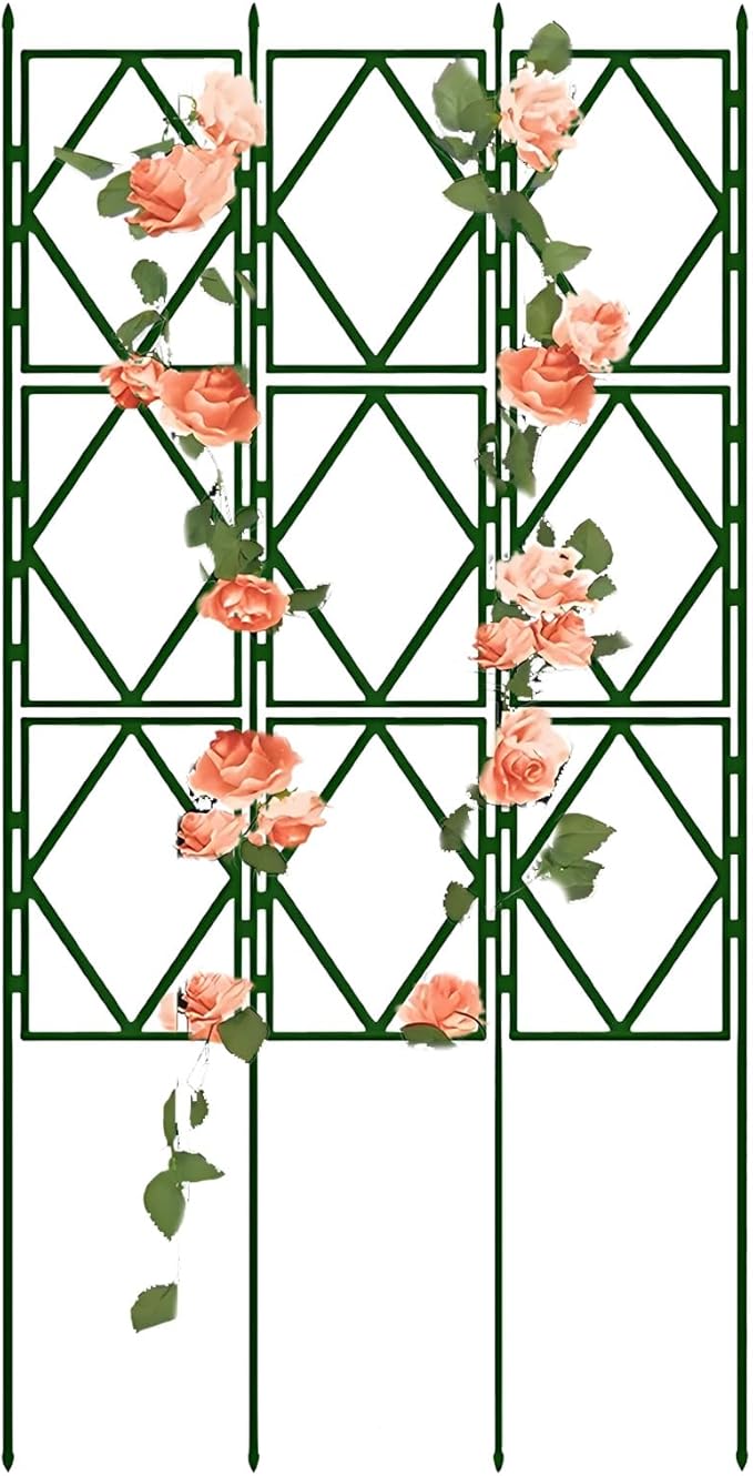 Garden Trellis for Vertical Plants Climbing Outdoor Plants Trellis Foldable Plant Trellis for Flowers &amp Potted Plants Foldable Rose Climbing Frame - Green(W60xH150CM(2.0x4.9FT))