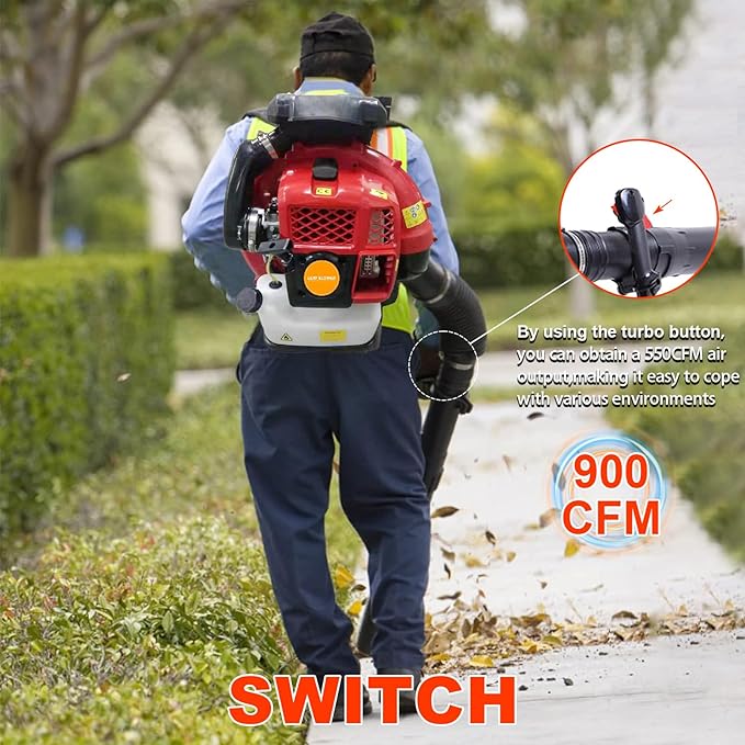 【Ship from US】 80CC 900CFM Leaf Blower - 2 Stroke Back Pack Gas Powered Leaf Blower Grass Lawn Blower Air Cooling Gasoline Backpack Grass Blower Backpack Snow Blower for Garden