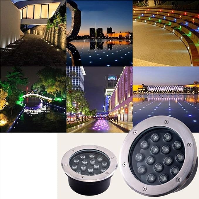 LED Buried Landscape Lights - Outdoor Beam Spotlight 85-265V Embedded Buried Lamp IP67 Waterproof Staircase Floor Aisle Illumination Stainless Steel Lights(Warm White24W)