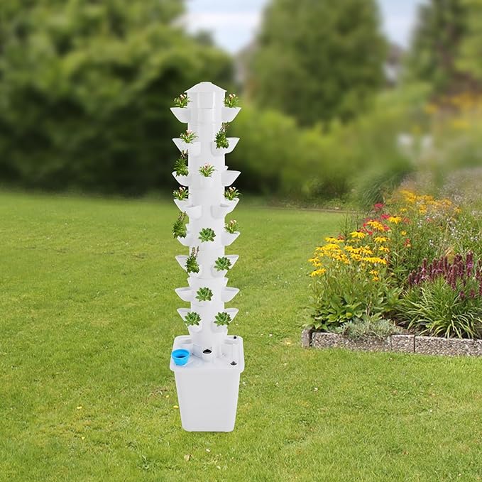 45 Pods Hydroponic Tower Growing System Vertical Garden Home Hydronic Garden with Water Pump Water Circulation Plants Germination Kit for Indoor Herbs Fruits &amp Vegetables