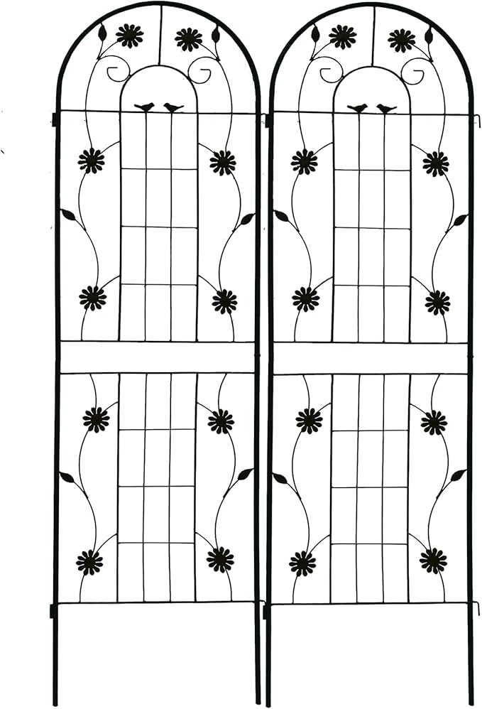 2/4 Pack Metal Garden Trellis for Climbing Plants Outdoor Flower Support Plant Trellis for Roses Vines Vegetables Patio Decor Practical(Black2 Pack)