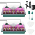 2 Pack Seed Starter Kit with Full Spectrum Grow Light 80 Cells thickened Seed Starter Tray with Humidity Dome 4 Time Setting Adjustable Brightness and Vent Germination Tray for Indoor Planting