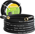 Garden Hose 50 ft x 5/8 in Heavy Duty Water Hose Flexible and Durable Lightweight Rubber Hybrid Hose Leak-Free Connections Male to Female 3/4'' Brass Fittings for Patio Lawn Black