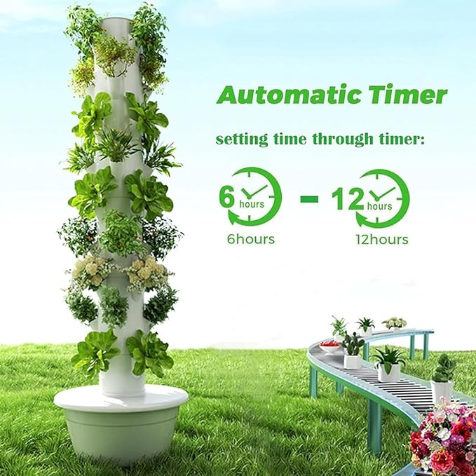 Vertical Hydroponic Grow Tower - Aeroponic System for Home Gardening with 5 Layers and Integrated Light for Growing Fruits and Vegetables