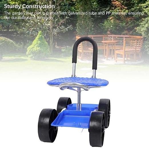 Garden Seat with Wheels Rolling Gardening Stool with Adjustable 360° Swivel Seat Ergonomic Backrest Outdoor Lawn Yard Rolling Work Seat for Gardening Planting Digging