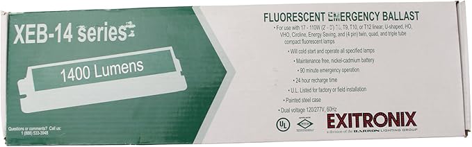 XEB-14 Fluorescent Emergency Ballast 1400 Lumens 17-110W Lamps