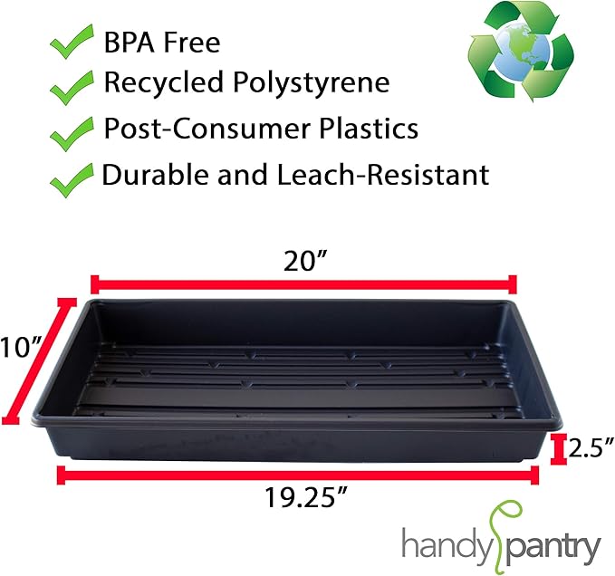 100-Pack 1020 Garden Growing Trays without Drain Holes - 10 x 20 Plastic Plant Trays No Holes - Wheatgrass Sprouting Tray Microgreens Seed Tray Hydroponic Trays Nursery Flats Greenhouse Supplies