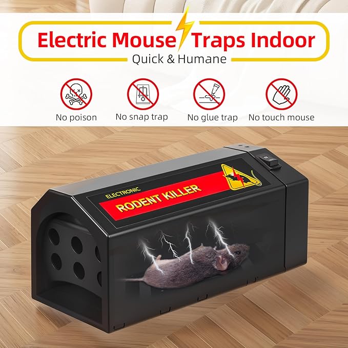 2 Pack Electric Mouse Trap ZapperElectronic Rat Traps Indoor for Home with Anti-Escape DoorRechargeable &amp Reusable Electric Rat Traps Outdoor Rodent Zapper Mice Killer for Kitchen GarageFast Ki