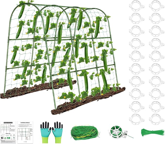 Cucumber Trellis | Garden Metal Cucumber Trellis | Heavy-Duty Metal Arch Plants Supports for Greenhouse Pumpkins Eggplants Peas Cultivation