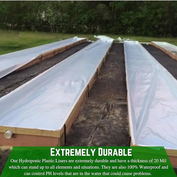Farm Plastic Supply Dura-Smooth Hydroponics Plastic Liner 20 mil Black/White - Hydroponic Growing Kit Hydroponic Liner Hydroponics Hydroponic Growing Pond Liner Durasmooth (6' x 25')