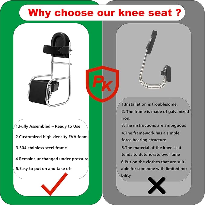 2-Pack Gardening Knee Seat No Assembly Required Pre-Assembled Stainless Steel Frame with Thick EVA Foam Ergonomic Knee Seat Stool for Gardening Floor Cleaning DIY &amp Home Tasks