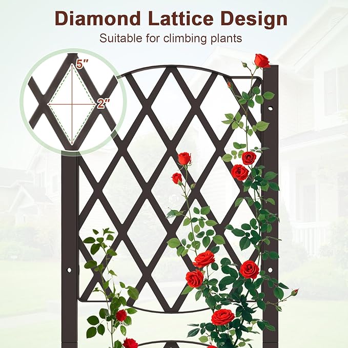 Giantex Raised Garden Bed with Trellis Garden Planter for Vine Climbing Plant Vegetable Herb Flower Outdoor Standing Garden Bed with Drainage Hole for Yard Balcony Entryway 16x16x 48