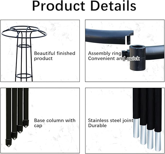 Garden Trellis for Climbing Plants Umbrella Shaped Ventilated Plant Trellis Plastic Wrapping UV Protection Metal for Potted Plant Long 57in| Cages Supports